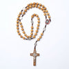 Catholic Rosary - ST BENEDICT LIGHT WOOD ON CORD