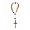 Light Brown Wooden Rosary Ring crucifix and cross