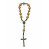 Light Brown Wooden Rosary Ring crucifix and cross