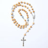 Catholic Rosary - MIRACOLOUS MARY LIGHT WOOD WITH SILVER CHAIN