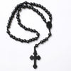 Catholic Rosary - MIRACULOUS MARY BLACK WOOD ON CORD