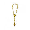 GOLD/CRYSTAL CLEAR BEADS ROSARY BRACELET