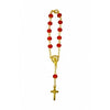 RED CRYSTAL BEADS ROSARY GOLD BRACELET