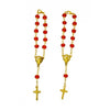 RED CRYSTAL BEADS ROSARY GOLD BRACELET