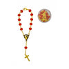 RED CRYSTAL BEADS ROSARY GOLD BRACELET