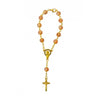 GOLD/ORANGE-PINK CRYSTAL BEADS ROSARY BRACELET