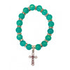 PINK OR LIGHT BLUE SILVER BEADS BRACELET WITH SILVER CRUCIFIX