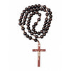 Catholic Rosary - DARK BROWN WOOD ON CORD 80CM