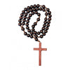 Catholic Rosary - DARK BROWN WOOD ON CORD 80CM