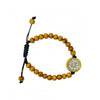 Wooden Beads Rosary Bracelet with St Benedict Gold Medal