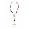 8MM RED CRYSTAL BEADS & SILVER CHAIN CAR ROSARY