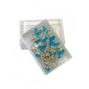 8MM BLUE AQUAMARINE CRYSTAL BEADS & SILVER CHAIN CAR ROSARY