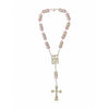 8MM PINK CRYSTAL BEADS & SILVER CHAIN CAR ROSARY