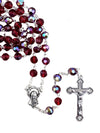 Catholic Rosary - CRYSTAL BEADS AURORA BOREALIS RED 5MM