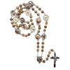 Catholic Rosary – WOOD BEADS WITH METAL STATIONS OF THE CROSS