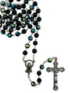 Catholic Rosary - CRYSTAL AURORA BOREALIS BEADS BLACK 6MM