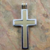 Stainless Steel Pendant – Two Tone Double Cross 19x38mm