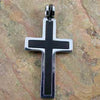Stainless Steel Pendant – Two Tone Double Cross 19x38mm