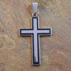 Stainless Steel Two Tone Double Cross Pendant 26x36mm