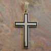 Stainless Steel Two Tone Gold Double Cross Pendant 26x36mm
