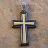 Stainless Steel Gold and Black Cross Pendant 25x43mm