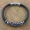 Woven Leather Bracelet with Stainless Steel Clasp