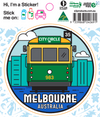 Melbourne Tram City Scene Circle Sticker