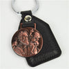 ST CHRISTOPHER LEATHER PAD KEY RING