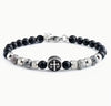 Beads stainless steel bracelet with engraved cross charm