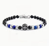 Beads stainless steel bracelet with engraved cross charm