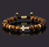 Natural Yellow Tiger eye Stone Cross bracelet