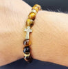 Natural Yellow Tiger eye Stone Cross bracelet