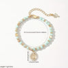 Blue Shoushan Stone Beads with Little Cross and Virgin Mary Pendant Bracelet