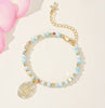 Blue Shoushan Stone Beads with Little Cross and Virgin Mary Pendant Bracelet