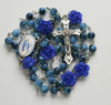 Catholic ROSARY – BLUE MIRACULOUS MARY WITH ROSE DETAILS