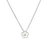 Sterling silver flower power MOP floating CZ pendant necklace