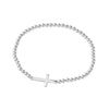 Sterling silver 3MM ball bracelet with side cross