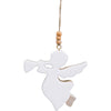 Hanging Wood Angel Trumpet Christmas Decoration with white details