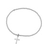 Sterling silver 2MM ball bracelet with cross charm