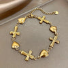 Cross Love Heart Charm Golden Chain Stainless Steel Bracelets