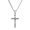 Stainless steel crucifix necklace on curb link chain