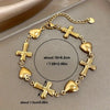 Cross Love Heart Charm Golden Chain Stainless Steel Bracelets