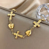 Cross Love Heart Charm Golden Chain Stainless Steel Bracelets