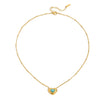 Stainless steel gold satellite chain with natural stone & CZ heart pendant