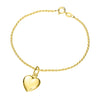 Sterling silver rope chain bracelet with heart charm