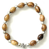 Olive wood bracelet with black beads and cross