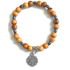 Olive wood bracelet with black beads and cross