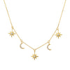 Sterling silver CZ star and moon necklace