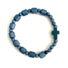 Wooden Cross Bracelet Blue