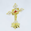Standing Metal White and Gold Crucifix 20cm